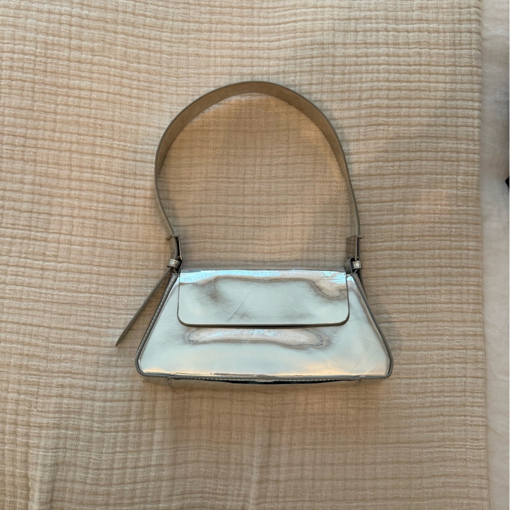 Zara Metallic Silver Shoulder Bag